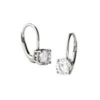 14K White Gold & 1.00 CT. T.W. Round Created Moissanite Leverback Earrings