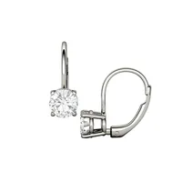 14K White Gold & 1.00 CT. T.W. Round Created Moissanite Leverback Earrings