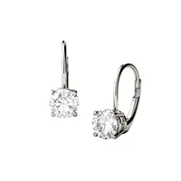 14K White Gold & 1.00 CT. T.W. Round Created Moissanite Leverback Earrings