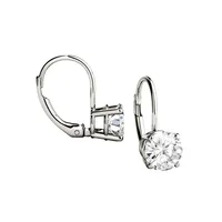 14K White Gold & 2.00 CT. T.W. Round Created Moissanite Leverback Earrings
