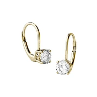 14K Yellow Gold & 1.00 CT. T.W. Round Created Moissanite Leverback Earrings