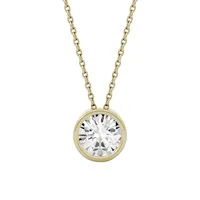 14K Yellow Gold & 0.50 CT. T.W. Created Moissanite Bezel-Set Pendant Necklace