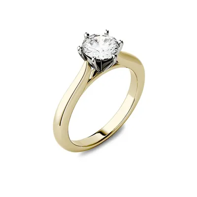 14K 2-Toned Yellow Gold & 1.50 CT. T.W. Created Moissanite Solitaire Ring