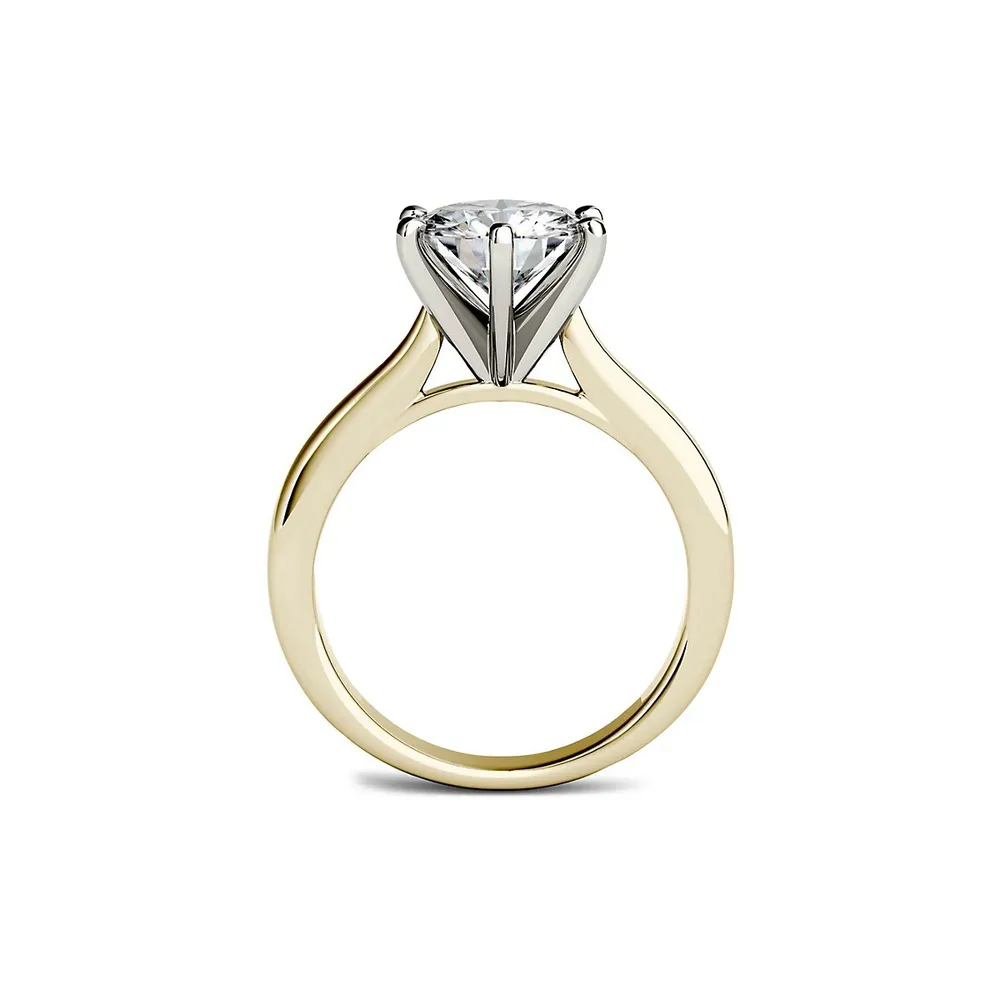 14k Yellow Gold 1.90 CT. T.W. Created Moissanite Solitaire Ring