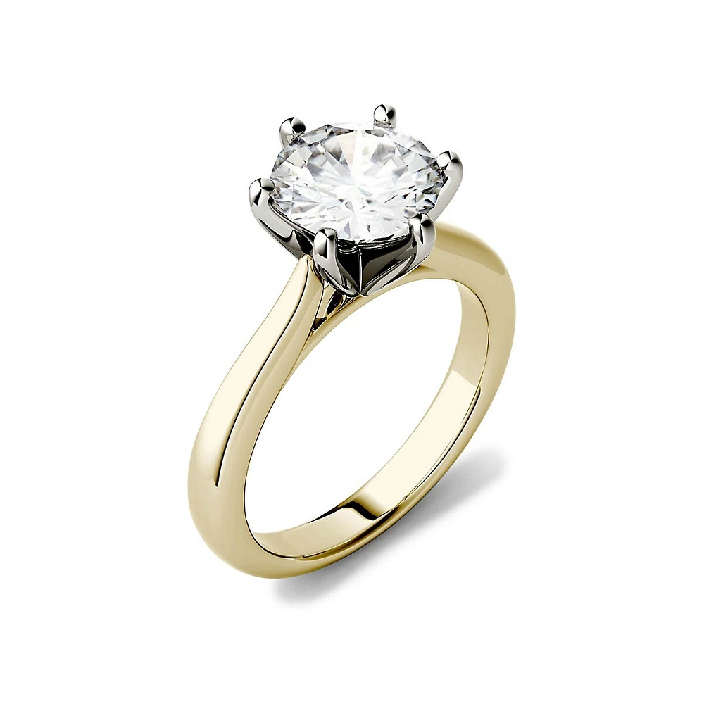 14k Yellow Gold 1.90 CT. T.W. Created Moissanite Solitaire Ring