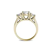 Bague en or jaune 14 ct à trois pierres avec moissanite de 2 PT