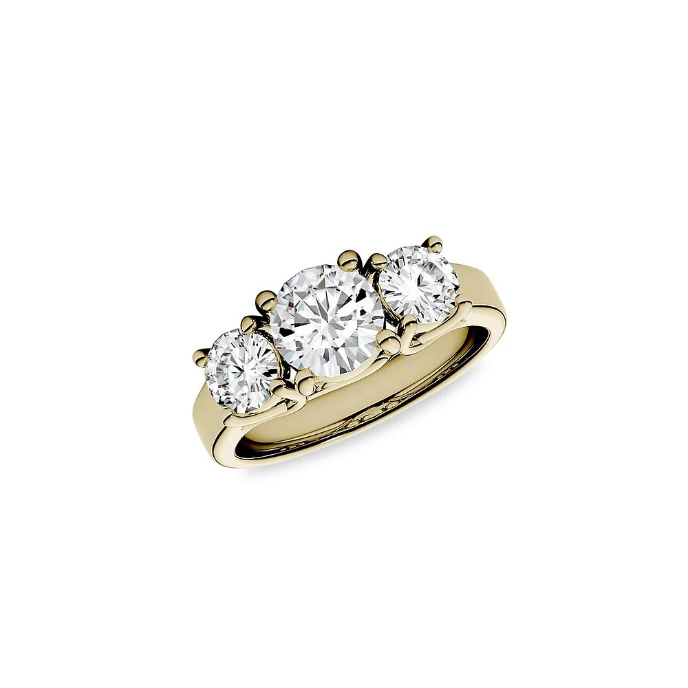 14k Yellow Gold 2 CT. T.W. Created Moissanite Three Stone Ring