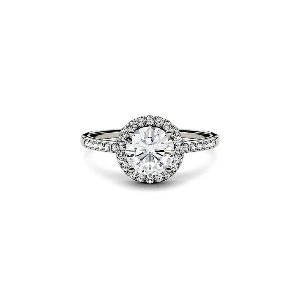 14K White Gold & 1.30 CT. T.W. Created Moissanite Halo Engagement Ring