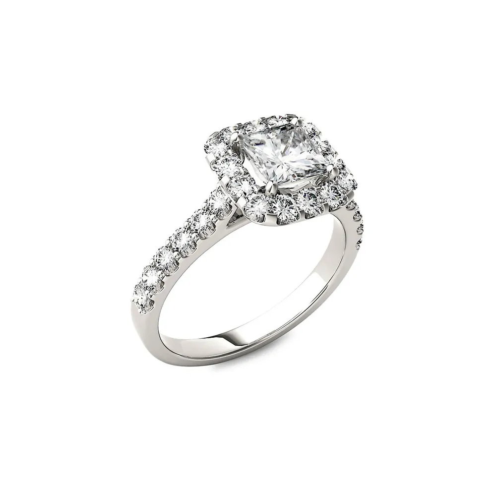 14K White Gold & 1.98 CT. T.W. Created Moissanite Halo Ring