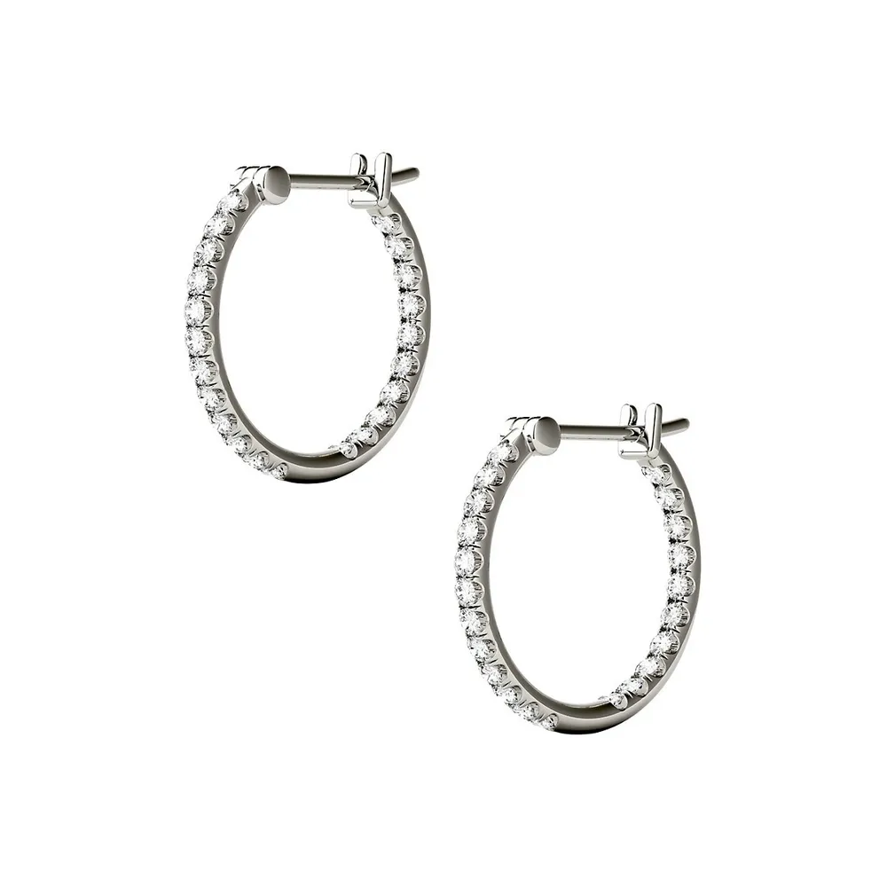 14k White Gold 0.44 CT. T.W. Created Moissanite Hoop Earrings