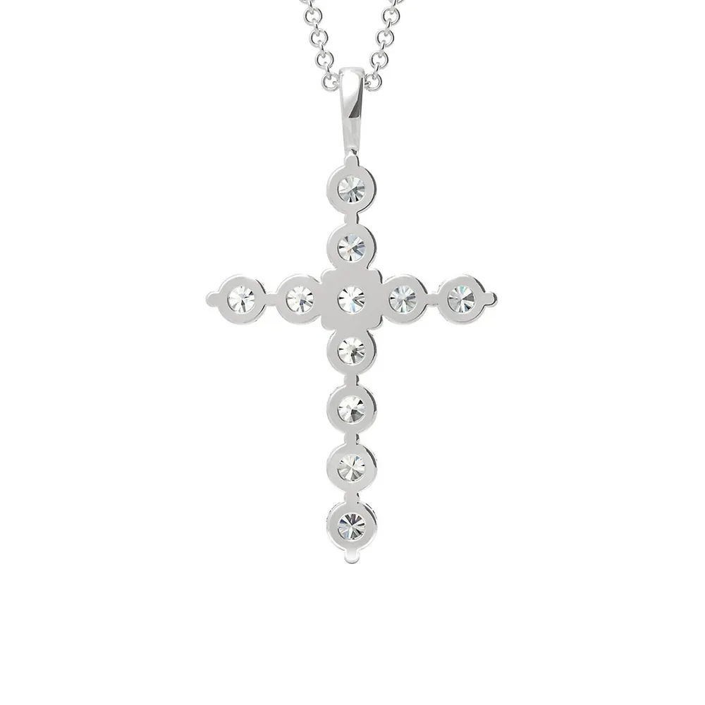 14K White Gold & 1.1 CT. T.W. Created Moissanite Cross Pendant Necklace