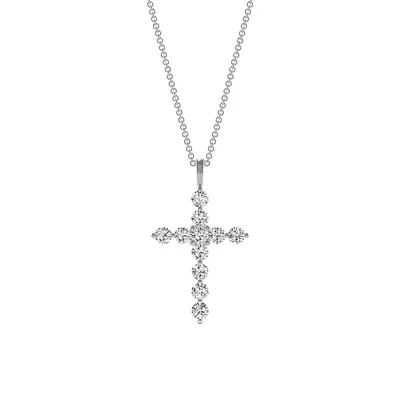 14K White Gold & 1.1 CT. T.W. Created Moissanite Cross Pendant Necklace