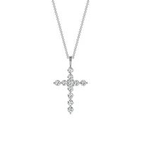 14K White Gold & 1.1 CT. T.W. Created Moissanite Cross Pendant Necklace