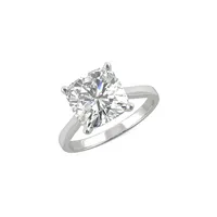 14K White Gold and Cushion-Cut Created Moissanite Solitaire Ring