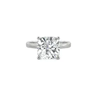 14K White Gold and Cushion-Cut Created Moissanite Solitaire Ring