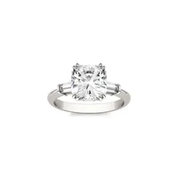 14K White Gold & 2.77 CT. T.W. Created Moissanite Cushion 3-Stone Ring