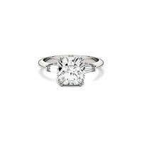 14K White Gold & 2.77 CT. T.W. Created Moissanite Cushion 3-Stone Ring