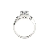 14K White Gold & 2.77 CT. T.W. Created Moissanite Cushion 3-Stone Ring