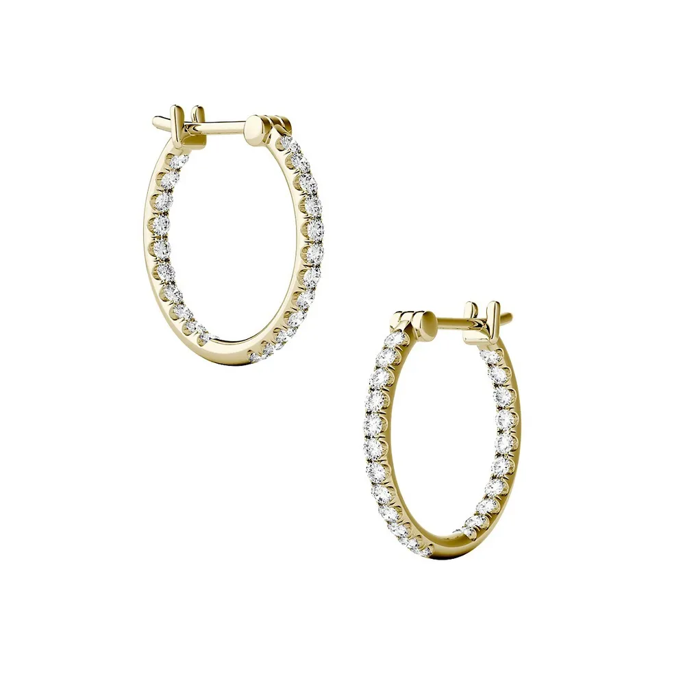 14k Yellow Gold 0.44 CT. T.W. Created Moissanite Hoop Earrings