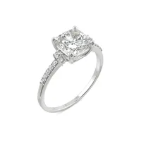 Bague de fiançailles en or blanc 14 ct avec moissanite taille coussin 1,81 PT