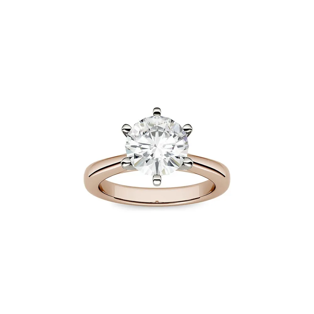 14k Rose Gold 1.90 CT. T.W. Created Moissanite Solitaire Ring