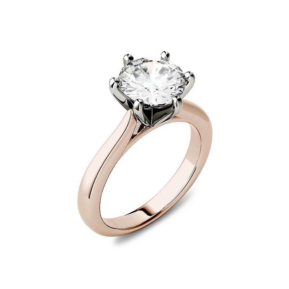 14k Rose Gold 1.90 CT. T.W. Created Moissanite Solitaire Ring