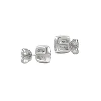 Boutons d'oreilles style halo en or blanc 14 ct avec moissanite taillée en coussin de 1,32 ct PT