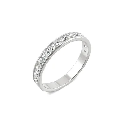 Bague Channel en or blanc 14 ct et moissanite