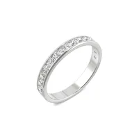 14K White Gold and Created Moissanite Channel Band