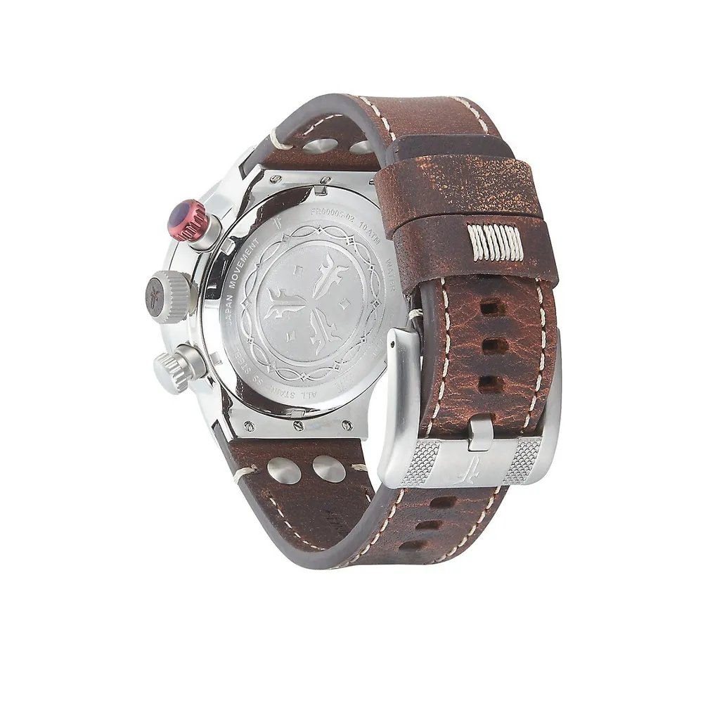Montre chronographe en acier inoxydable Harness avec bracelet en cuir