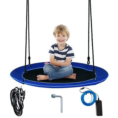 40" Saucer Tree Swing 660 Lbs For Kids Adults Outdoor With Led Lights Rainbow Color/blue