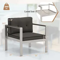 Patio Aluminum Armchair Outdoor Single Sofa Chair With Cushions & Armrests Lawn