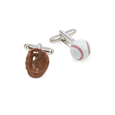 3D Baseball and Glove Cufflinks