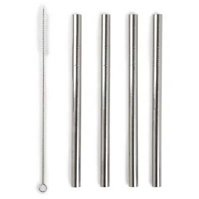 5-Piece Stainless Steel Smoothie Straws Set
