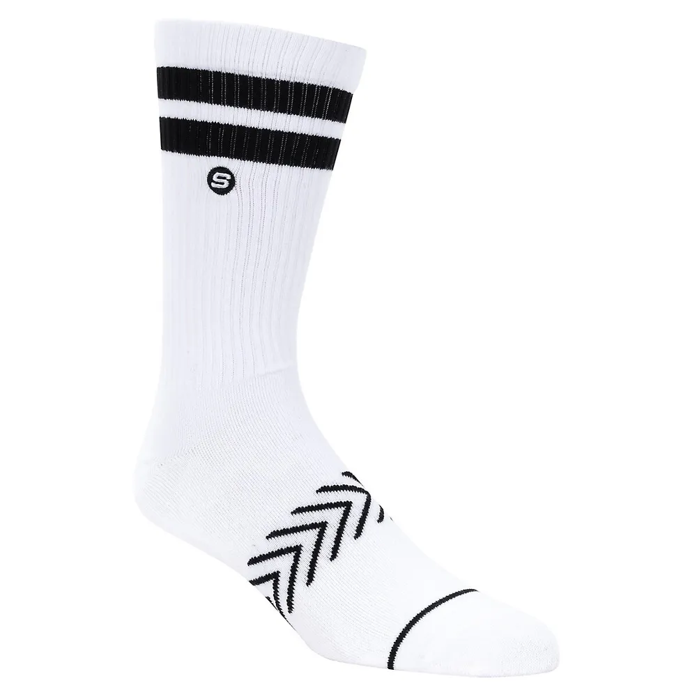 Men's Mixed-Stripe Arch-Support Crew Socks