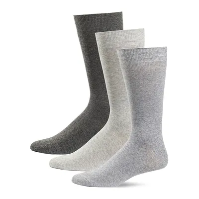 Men's 3-Pair Combed Flat-Knit Crew Socks