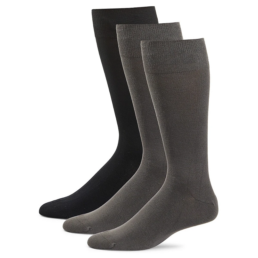 Men's 3-Pair Modal-Blend Flat-Knit Crew Socks