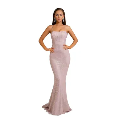 Ps6328 Straight Bust Criss Cross Back Gown