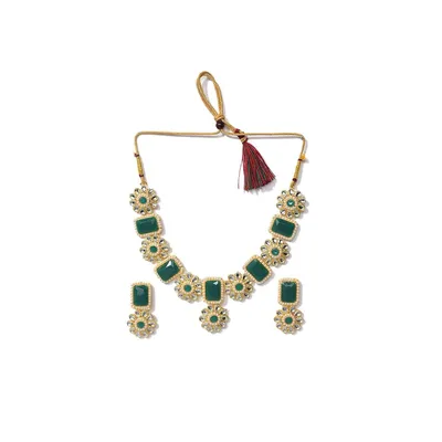 Gold-toned Green Jewelry Set