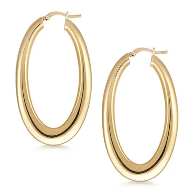 18kt Gold Plated Flat Oval Hoop Earring