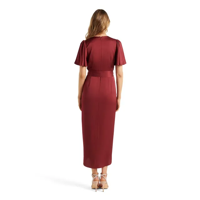 Bronte Satin Pleated Midi Dress