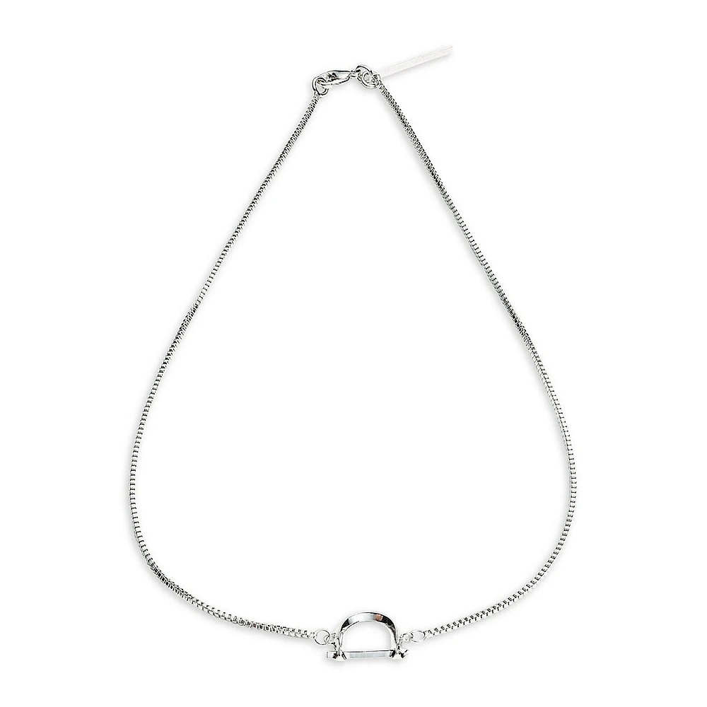 Arc Rhodium-Plated Pendant Necklace