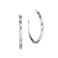 Rhodium-Plated Brass Prizm Hoop Earrings