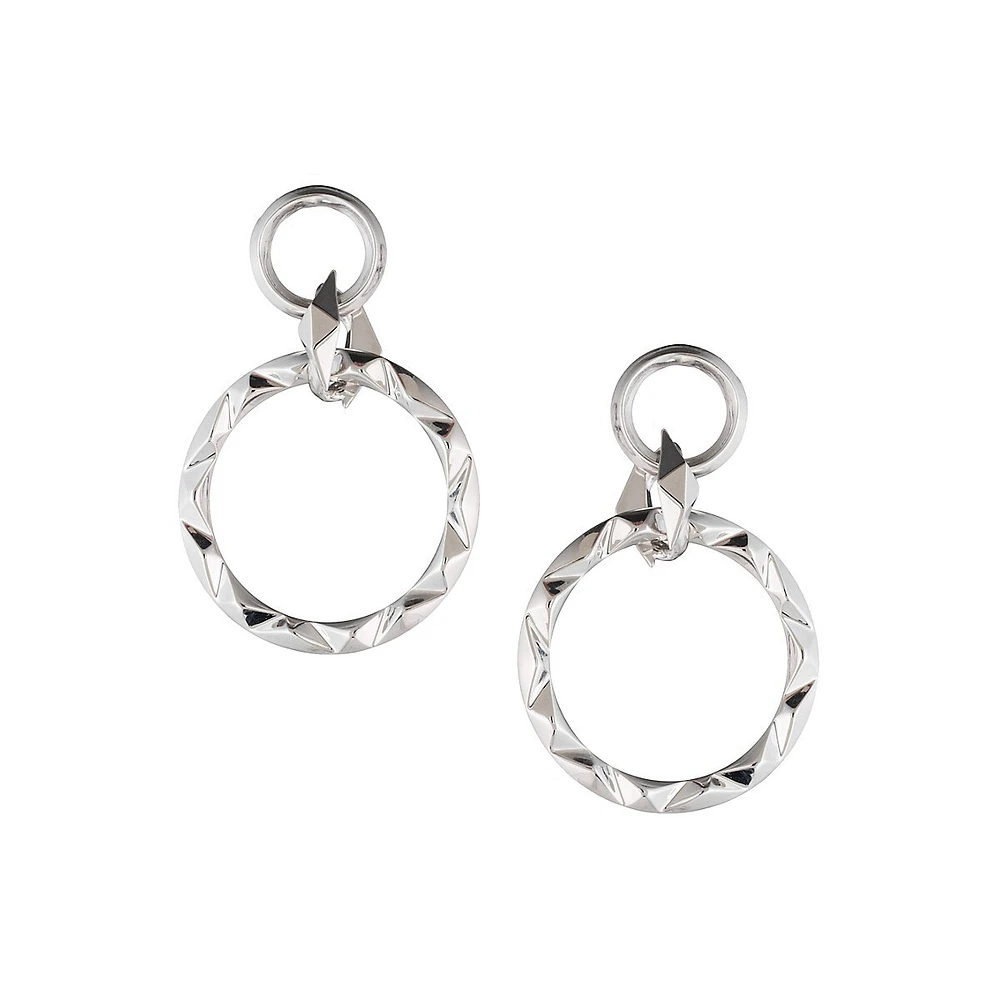 Prizm Rhodium-Plated Drop-Hoop Earrings