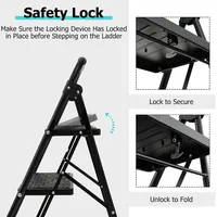 3 Step Ladder Folding Step Stool 330lbs Capacity With Anti-slip Pedal & Handle