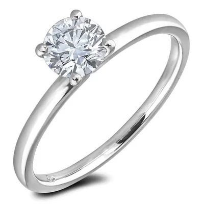 14k White Gold 0.53 Ct Round Brilliant Cut Canadian Diamond Solitaire Engagement Ring
