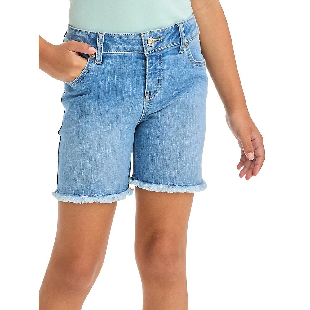 Girl's Mid-Rise Cut-Off Midi Denim Shorts