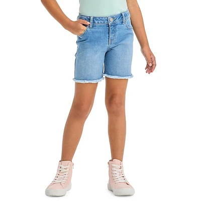 Girl's Mid-Rise Cut-Off Midi Denim Shorts