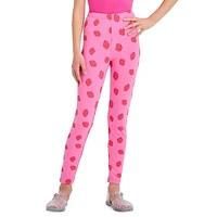 Girl's Strawberry-Print Leggings