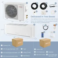 18,000 Btu Mini Split Air Conditioner Ac Unit With Heat Pump & Remote Control
